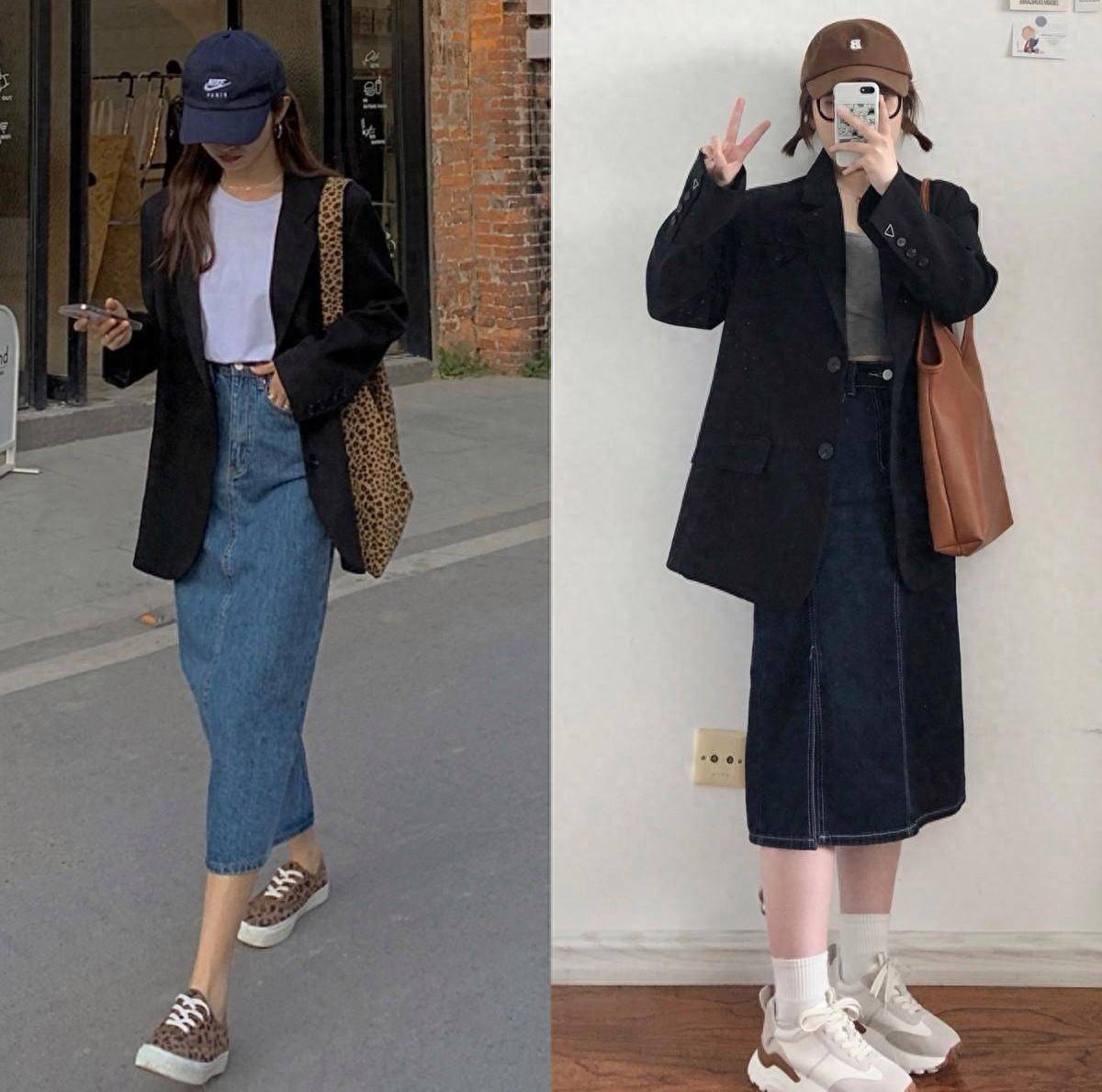 一件黑西装的时髦搭配潮流好看又实用上班逛街都能穿出彩